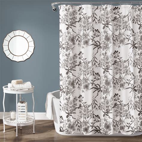 gray floral shower curtain